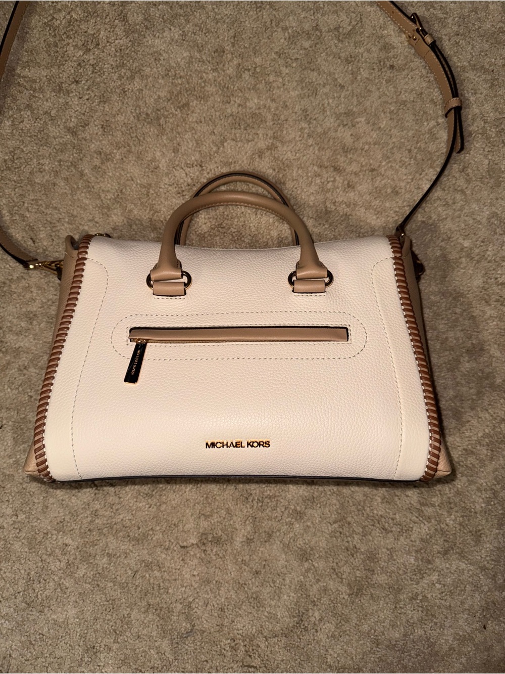 Michael Kors Cream and Tan Leather Shoulder or Crossbody bag
